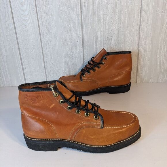 Golden Retriever Brown Leather Boots Neoprene Cushion Oil Resistant 10D NWT - Picture 8 of 13